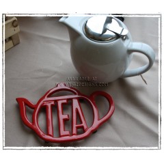 Cast Iron "Tea" Teapot Trivet - Red